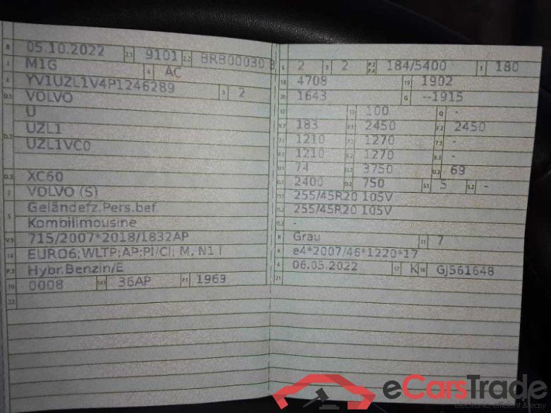 Volvo XC60 (03.2017->) DE - SUV5 B5 (Benzin) AWD EU6d, Ultimate Dark Mild-Hybrid (EURO 6d), (Facelift) #6