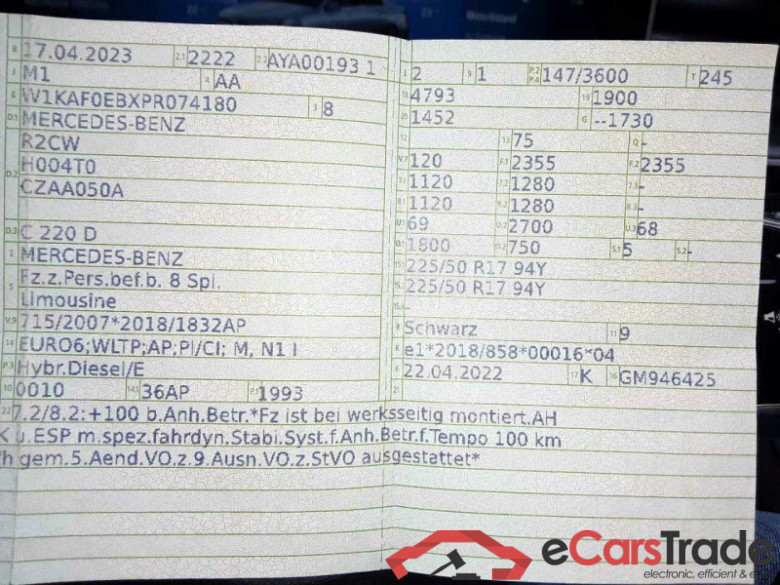 Mercedes-Benz C Limousine (BM 206)(03.2021->) DE - Lim4 C 220 d EU6d, Avantgarde, 2021 - 2023 #3